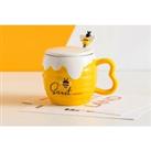 Cute Bee Coffee Or Tea Cup With Lid Spoon In 4 Options