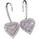 Diamond Heart Crystal Silver Earrings
