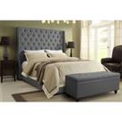 Grey Plush Velvet Winged Chesterfield Bed With Mattress!