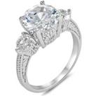 3 Crystals Clear Cubic Zirconia Ring - Silver