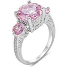 3 Crystals Pink Cubic Zirconia Ring