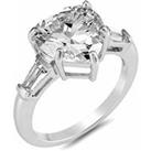 Clear Crystal Heart Ring - Silver