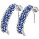 Curved Blue Crystal C-Hoop Earrings