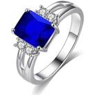 Silver Plated Royal Blue Crystal Ring