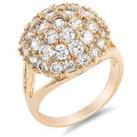 Gold Tone Round Clear Crystal Ring - Silver