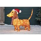 Led Dachshund Christmas Dog Outdoor Statue!