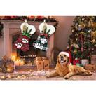 Dog Bone Shape Christmas Stocking In Red Or Green Colour