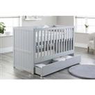Modern Style Baby Cot Bed With Drawer In Grey Or White