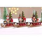 Pack Of 3 Christmas Wooden Sled Shape Ornaments