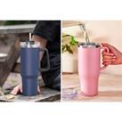 40Oz Stainless Steel Tumbler Insulated Travel Cup With Handle And Straw