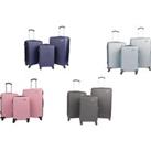 Abs Hard Shell 3 Piece Suitcase Set With Spinner Wheels - Pink