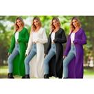 Long Cardigan With Lapels For Women In 4 Colours And 5 Sizes - Green