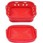 Square Silicone Air Fryer Baking Tray - Red