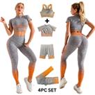 4Pcs Set - Gym, Yoga, Activewear - Orange