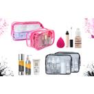 2Pc Clear Travel Bags - Pink Or Black
