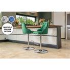 2 Velvet Barstool Chairs With Adjustable Height In 3 Colours - Green