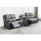 2 Or 3 Seater Bonded Leather Grey Reclining Armchair