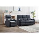 1 Or 3 Seater Luxury Bounded Leather Grey Recliner Sofa