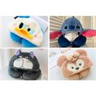 Cartoon Inspired Hooded Travel Neck Pillow In 8 Designs - Black