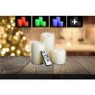 Colour Changing Led Pillar Candles - Set Of 3 With Remote!