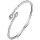 Water Drop Open Bangle With Zirconia! - Silver