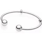 Moments Style Open Bangle - Silver