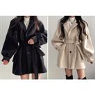 Warm Winter Tie Up Coat For Women In 4 Sizes And 2 Colours - Black
