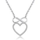 Infinity Crystal Heart Pendant Necklace - Silver