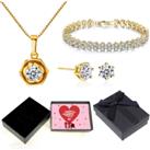 Necklace,Earrings&Bracelet+Valentine Box - Silver