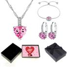 Necklace,Bracelet&Earrings+Valentine Box - Pink