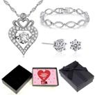 Necklace, Bangle&Earrings+Valentine Box - Silver