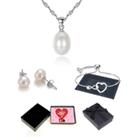 Necklace,Bracelet&Earrings+Valentine Box - Silver