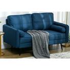 Compact Blue Upholstered Two-Seater Loveseat