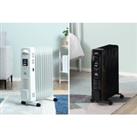 Oil Filled Electric Radiator W Timer Remote Control - 2 Colours - Black