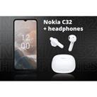Nokia C32 128Gb Unlocked 4G Smartphone With Headphones Bundle - Black
