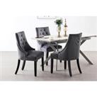 1, 2, 4 Or 6 Velvet Chair W/ Knocker Back - 3 Colours - Grey