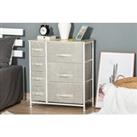7-Drawer Linen Fabric Cabinet With Metal Frame In White Oak