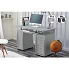 Computer Desk With Cabinet And 3 Drawers - 3 Colours - Grey