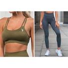 Seamless Scrunch Bum Leggings And Sports Bra In 3 Sizes And 3 Colours - Grey