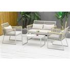 4-Seater Patio Wicker Sofa Set With Tempered Glass Table!