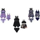 Retro Printed Panel Split Swimsuit For Women And Girls In 10 Sizes And 4 Colours - Purple