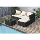 Rattan Garden Outdoor Sofa Set In 2 Options And 2 Colours - Black