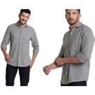 Men'S Grey Flannel Long Sleeve Shirt - 4 Sizes