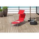 Outsunny Folding Sun Lounger With Awning In 7 Colours - Grey