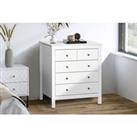 White Modern Chest Of 5 Drawers And Metal Handles