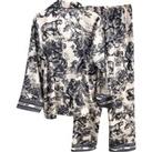 Women'S Two-Piece Dior-Inspired Ice Silk Patterned Pyjamas In 4 Sizes And 2 Options - Black