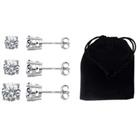 Solitaire Earrings 3-Pack - Silver