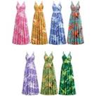 Women'S Bohemian Printed V-Neck Maxi Dress In 5 Sizes And 7 Colours - Yellow