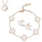 Elegant Van Cleef Clover Inspired Necklace Bracelet And Earring Set