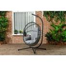 Outdoor Hanging Egg Chair With Padded Seat In 2 Styles - Black